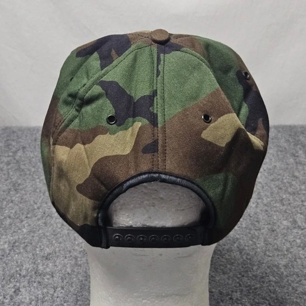Vintage Caterpillar Hat Green Camo Soft Bill Snapback Workwear Cap Made USA 90s